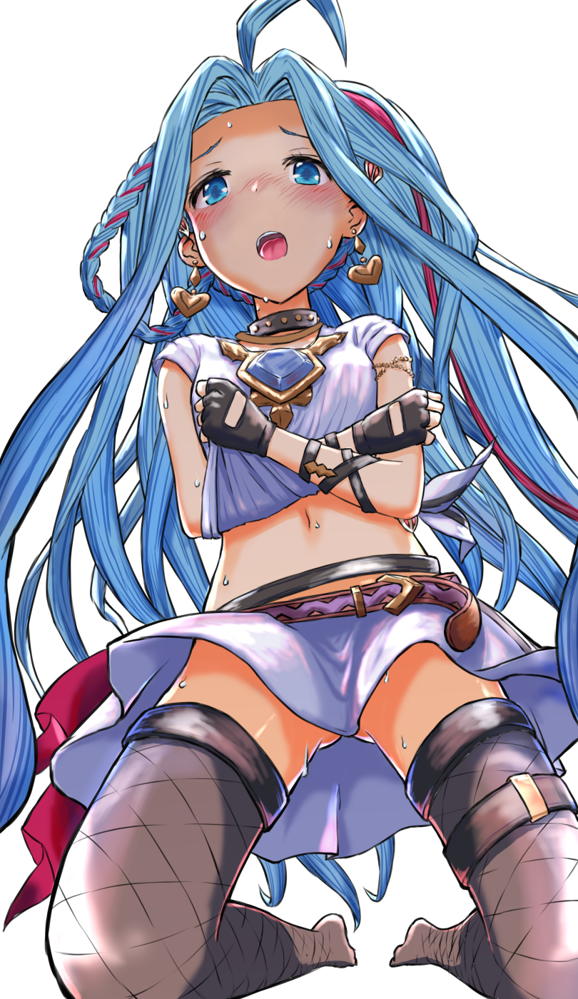 1girl, ahoge, bangs, belt, blue_eyes, blue_hair, blush, braid