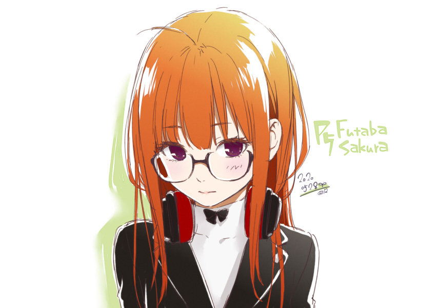 1girl, alternate_costume, black_jacket, black_ribbon, blush, character_name, dated, eyebrows_visible_through_hair