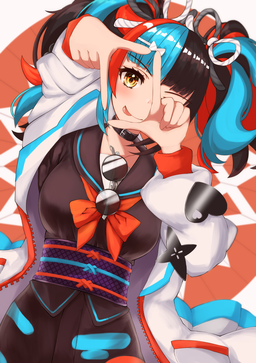 1girl, amu_(takuya0331), bangs, black_collar, black_hair, black_sailor_collar, black_serafuku, black_shirt