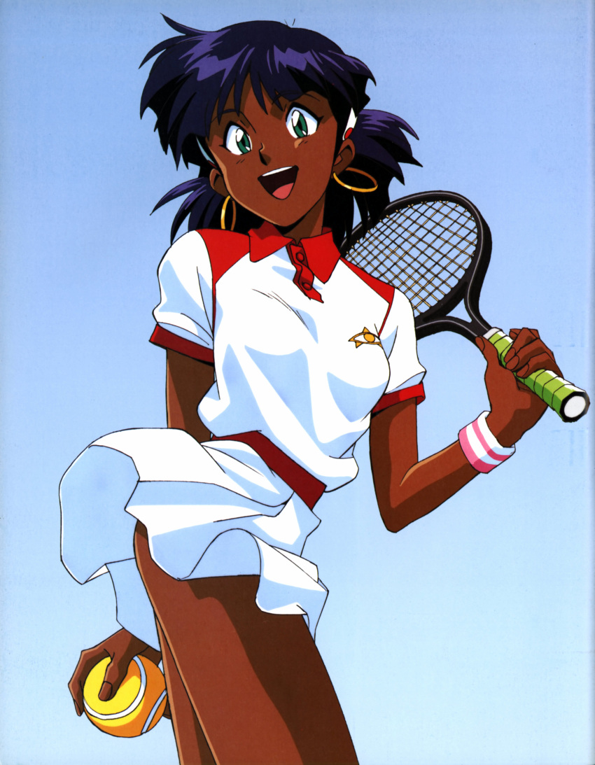 1girl, dark_skin, dress, fushigi_no_umi_no_nadia, green_eyes, highres, hoop_earrings, nadia