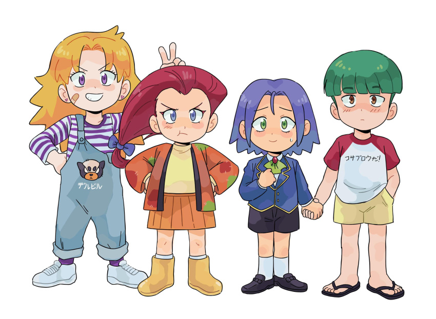 (pokemon), blonde_hair, blue_eyes, blue_hair, butch_kosaburo, child, green_eyes, green_hair