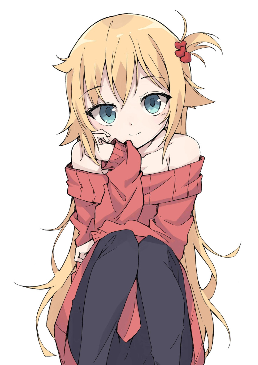 1girl, akai_haato, aqua_eyes, bangs, bare_shoulders, blonde_hair, closed_mouth, eyebrows_visible_through_hair