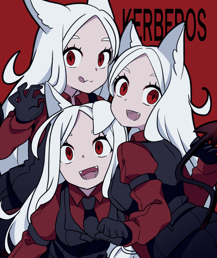 3girls, :3, :d, :q, absurdres, animal_ears, bangs, black_gloves