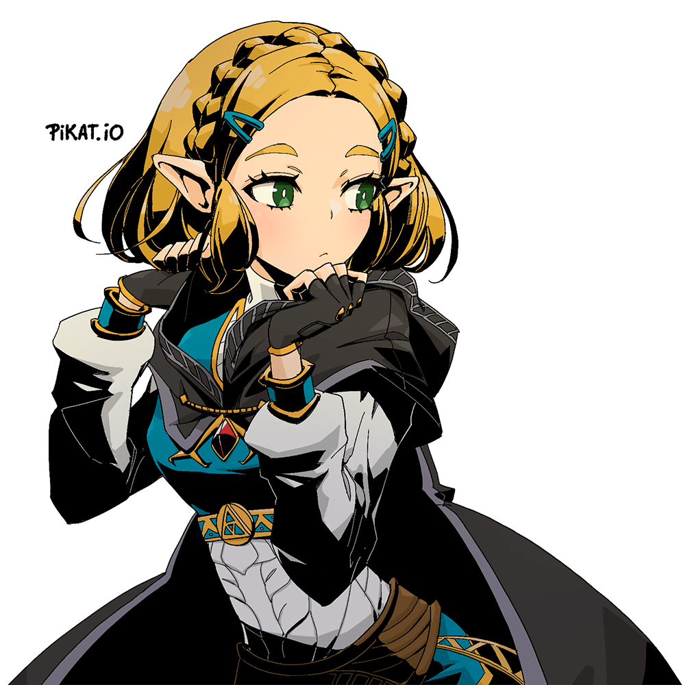 1girl, :<, artist_name, black_cape, black_gloves, blonde_hair, blush, braid