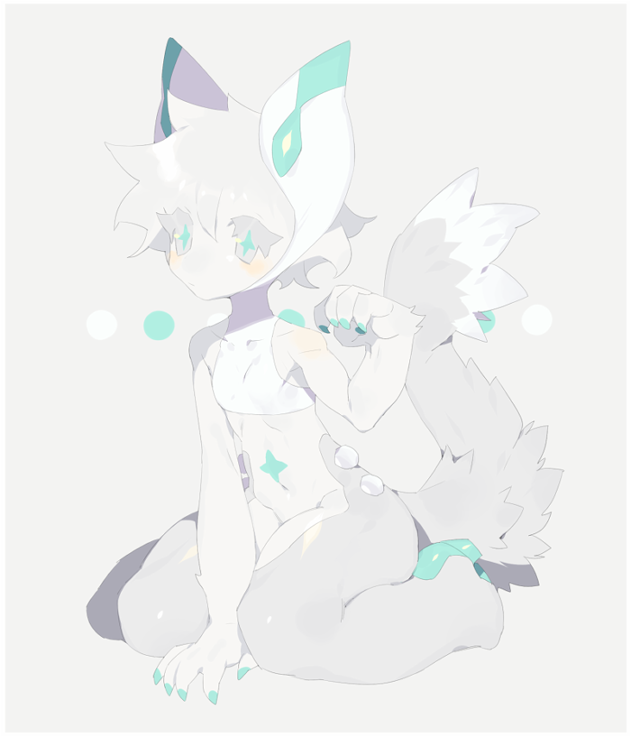 10r_(tulipano), 1girl, blush, breasts, claw_pose, collarbone, color_guide, commentary_request