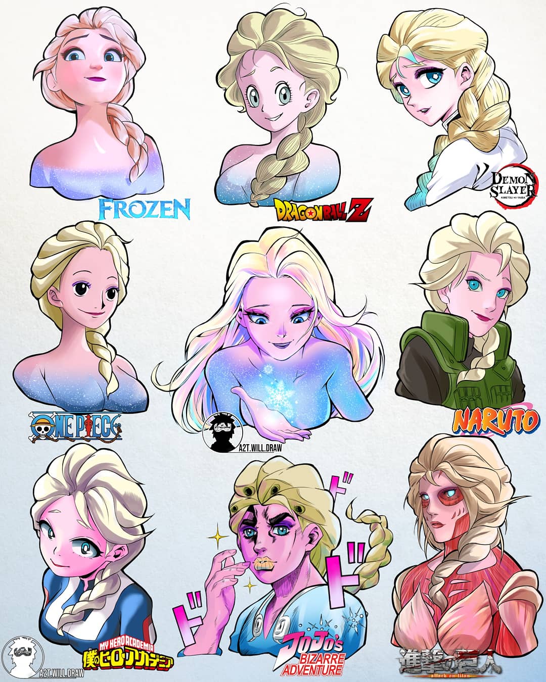 1girl, a2twilldraw, araki_hirohiko_(style), blonde_hair, blue_eyes, boku_no_hero_academia, braid, closed_mouth
