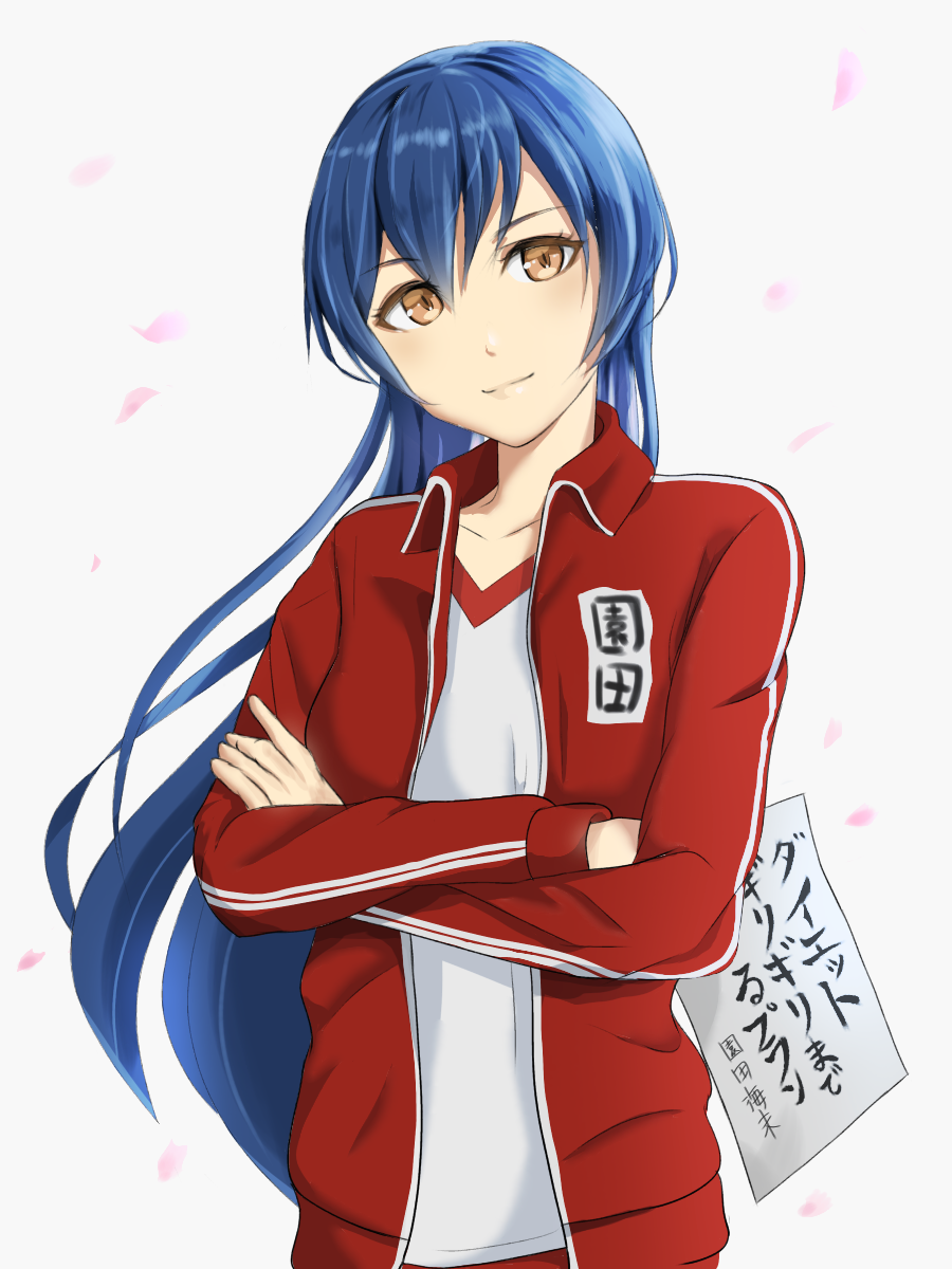 1girl, ascii_media_works, bangs, blue_hair, bushiroad, closed_mouth, collarbone, collared_jacket