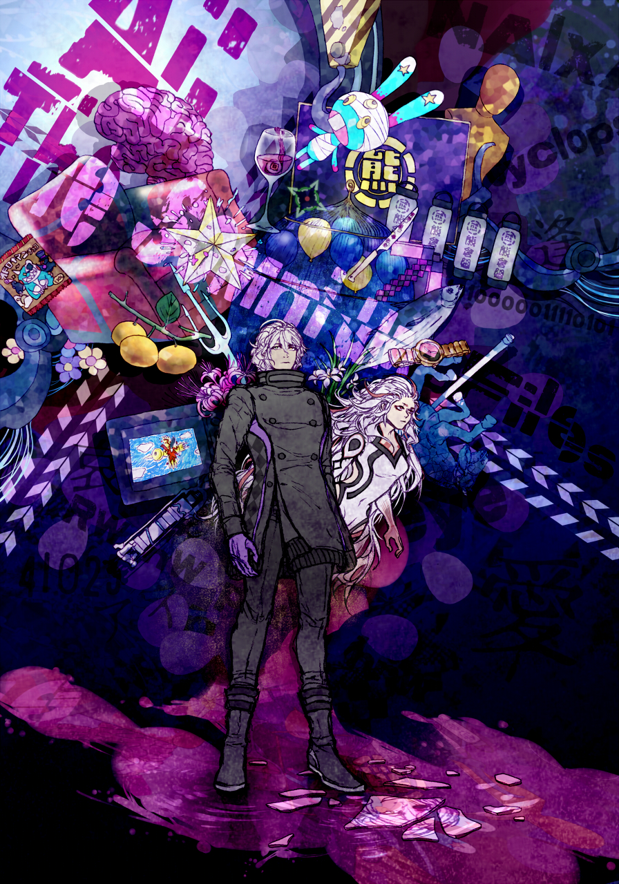 1boy, 1girl, adorabbit, ai:_the_somnium_files, ai_the_somnium_files, aiba_(ai:_the_somnium_files), balloon, black_coat