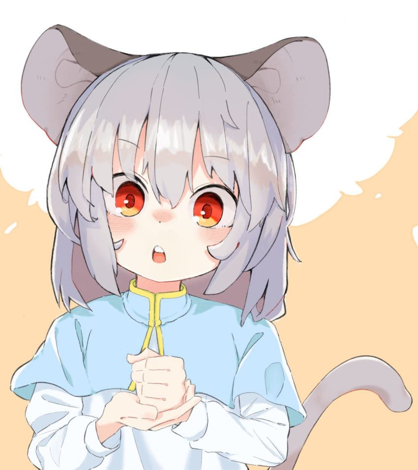 1girl, animal_ears, capelet, commentary_request, grey_hair, highres, kae_karee, long_sleeves