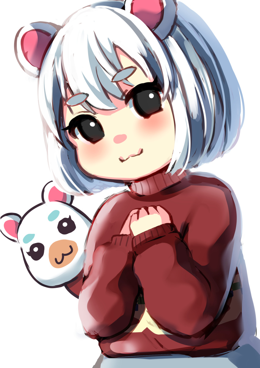 1girl, absurdres, animal_ears, black_eyes, blush, doubutsu_no_mori, furry, hamster