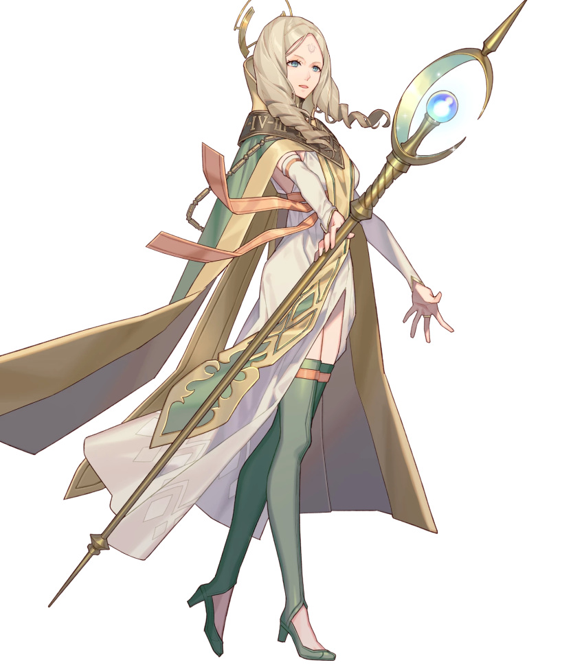 1girl, bangs, blonde_hair, boots, cape, dress, emmeryn_(fire_emblem), fire_emblem