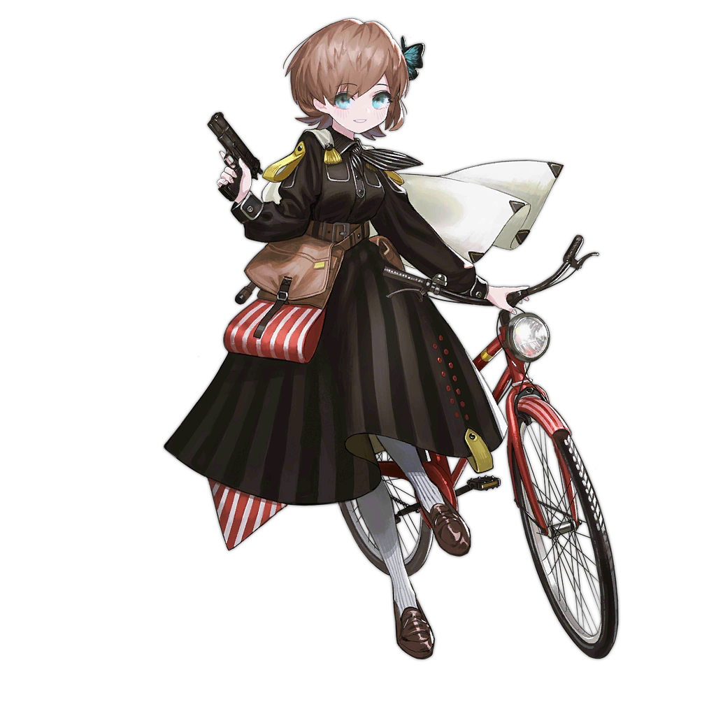 1girl, bag, bangs, belt, bicycle, blue_eyes, blush, breasts