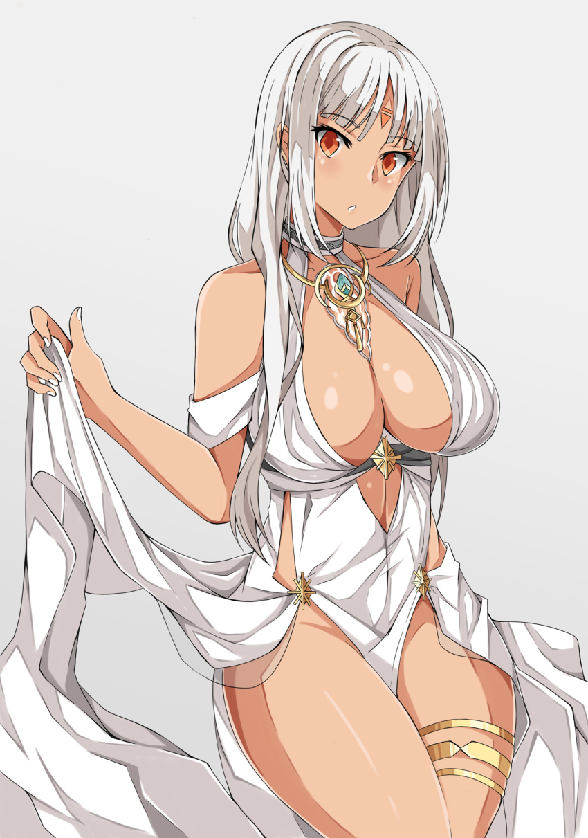 1girl, azur_lane, body_markings, breasts, facial_mark, forehead_mark, halter_dress, highres