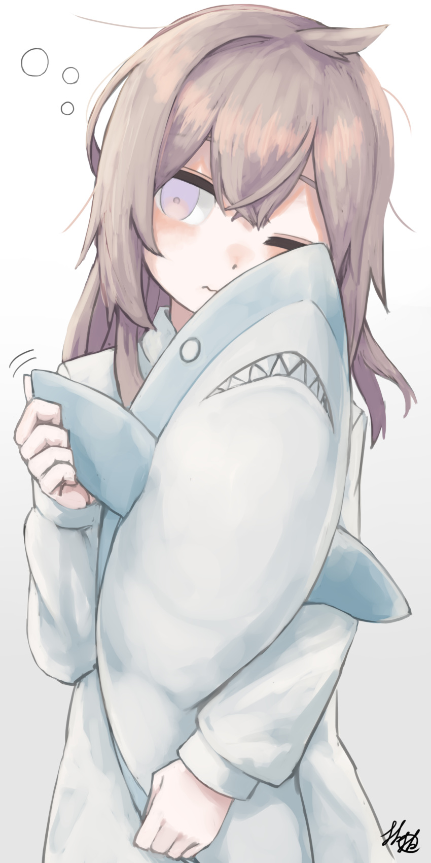 1girl, absurdres, ahoge, bangs, closed_mouth, collared_shirt, dress_shirt, girls_frontline