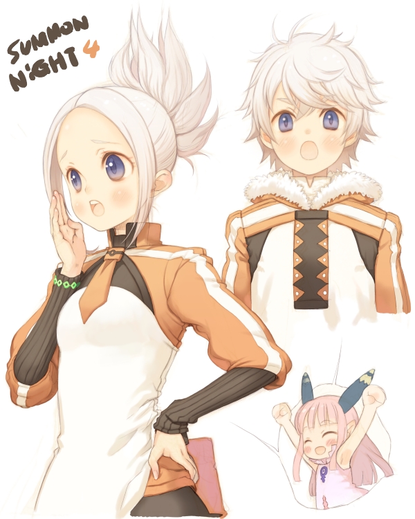 fai_(summon_night_4), fea_(summon_night), fea_(summon_night_4), hair_up, hanamura_mai, milreaf, open_mouth, pink_hair