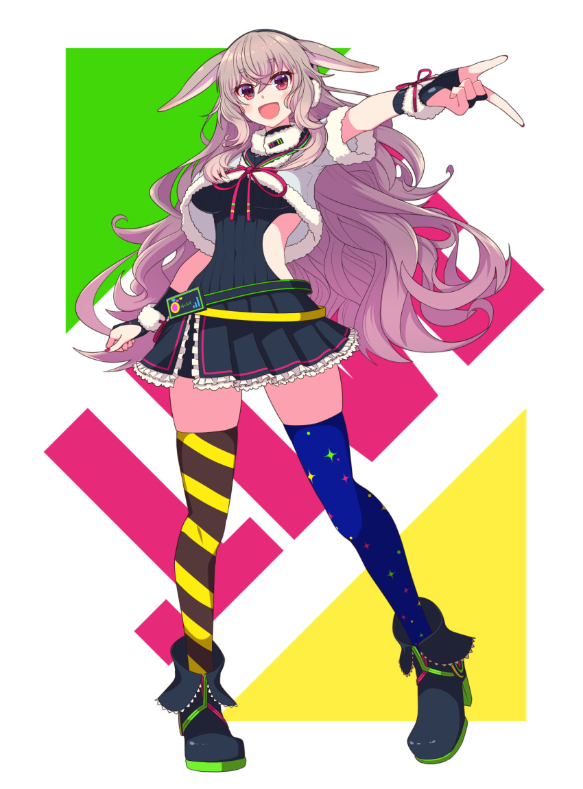 .live, 1girl, animal_ears, boots, earmuffs, full_body, gloves, hair_between_eyes