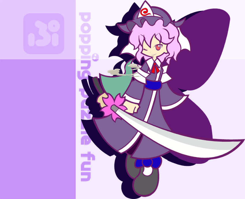 alternate_costume, dokuro_(pixiv), parody, pink_hair, puyopuyo, puyopuyo_artstyle, saigyouji_yuyuko, style_parody