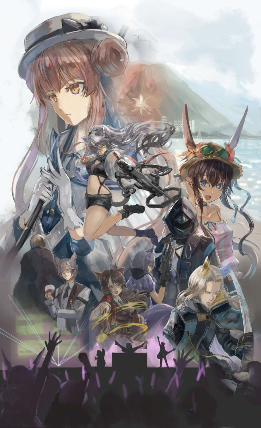 1other, 2boys, 5girls, alty_(arknights), ambiguous_gender, amiya_(arknights), animal_ears, arknights