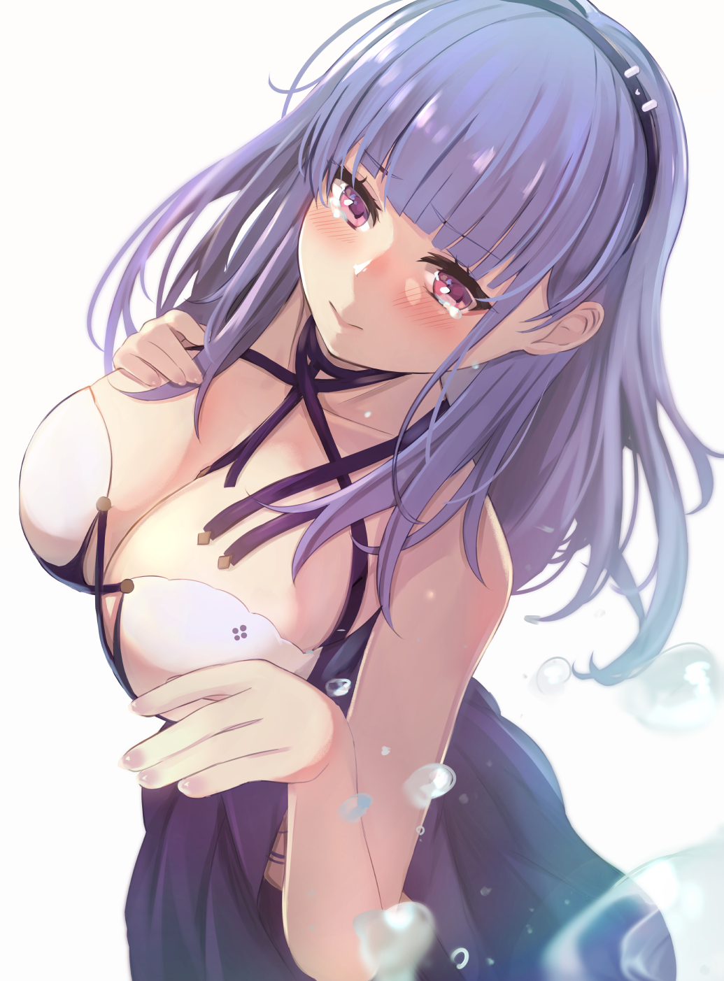 1girl, azur_lane, bare_shoulders, blush, breasts, criss-cross_halter, dido_(anxious_bisque_doll)_(azur_lane), dido_(azur_lane)
