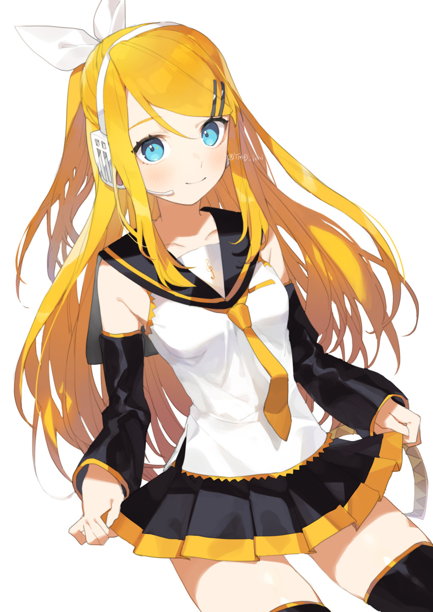 absurdres, alternate_hair_length, alternate_hairstyle, bare_shoulders, belt, black_collar, black_legwear, black_skirt