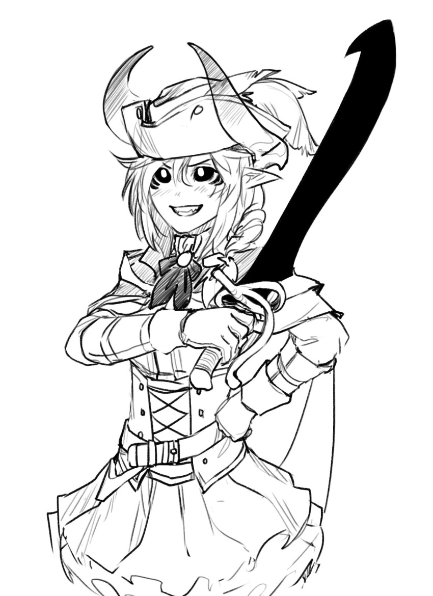 1girl, aiko_(less), belt, belt_buckle, black_sclera, blush, buckle, cowboy_shot