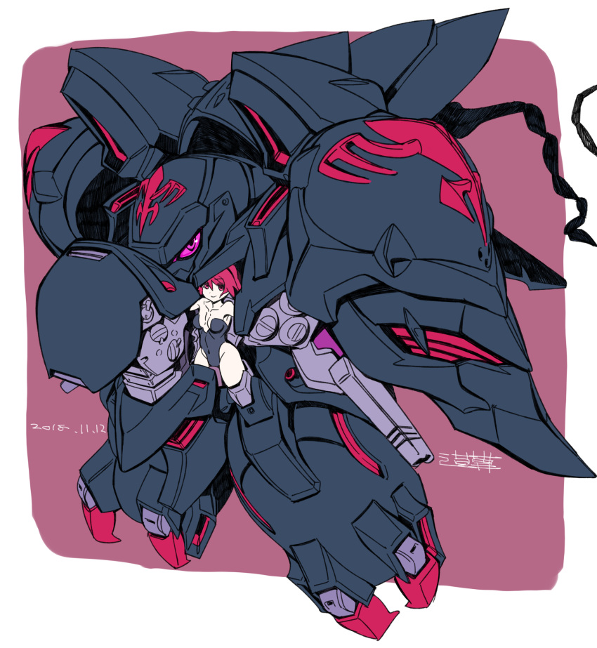 black_hairband, black_leotard, black_selena, chibi, cockpit, dated, hairband, highres