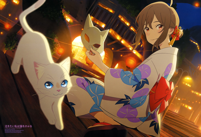 1girl, absurdres, ahoge, animal_ears, back_bow, bangs, blue_eyes, bow