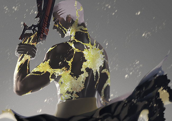 1boy, alter_servant, bow_(weapon), bracelet, corruption, dark_skin, dark_skinned_male, emiya_alter
