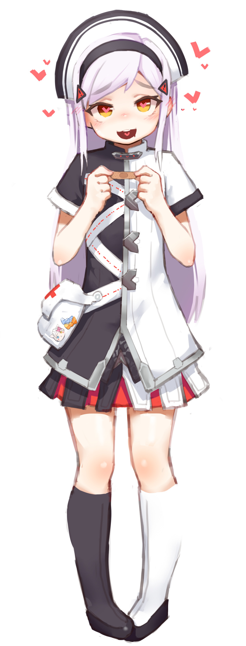 1girl, absurdres, bandaid, bangs, black_lilith_(last_origin), blush, boots, flat_chest