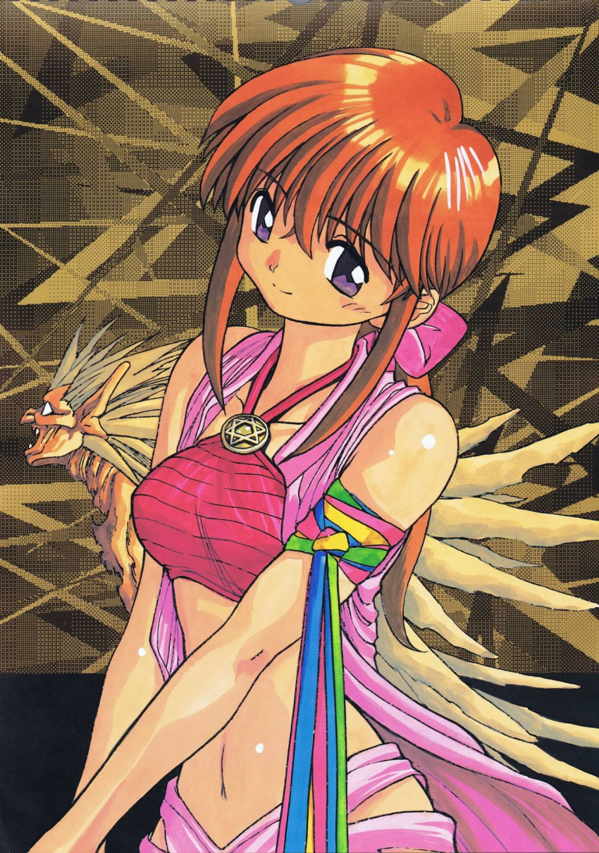 1990s_(style), 1girl, 3x3_eyes, ayanokouji_pai, hexagram, highres, long_hair, looking_at_viewer