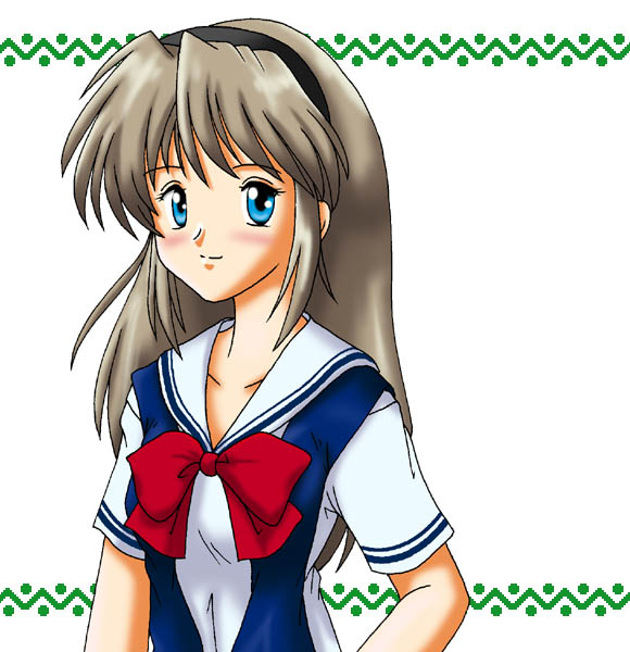 blue_eyes, blue_hair, clannad, hairband, long_hair, sakagami_tomoyo, school_uniform, silver_hair, tomoyo_after, zoro_(artist)
