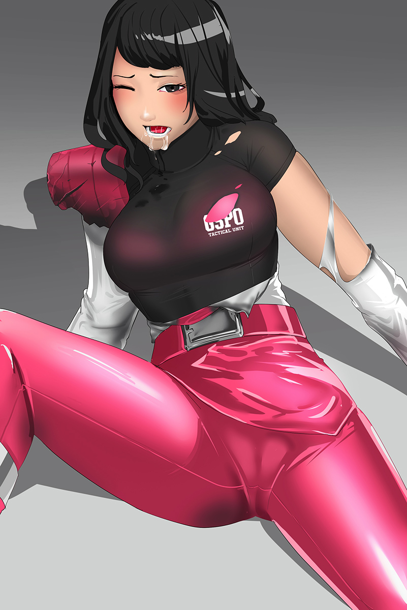 1girl, bodysuit, bra, breasts, gspo_uniform, highres, kaitou_sentai_lupinranger_vs._keisatsu_sentai_patranger, large_breasts