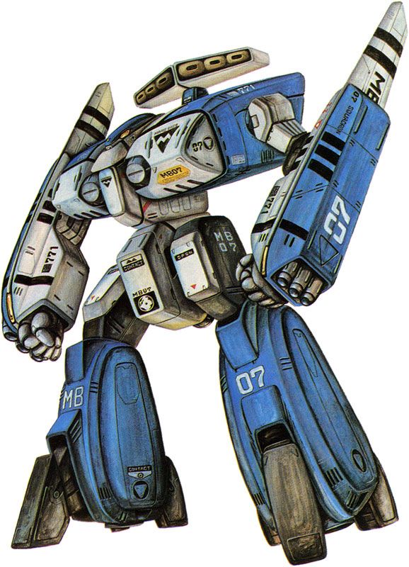 1980s_(style), arm_cannon, artist_name, clenched_hands, damaged, dirty, kikou_souseiki_mospeada, mecha