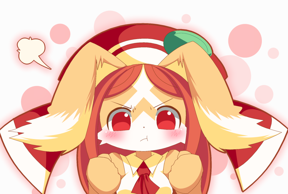 1girl, angry, animal_ears, bare_shoulders, breasts, brown_fur, brown_hair, chantico_(fullbokko_heroes)