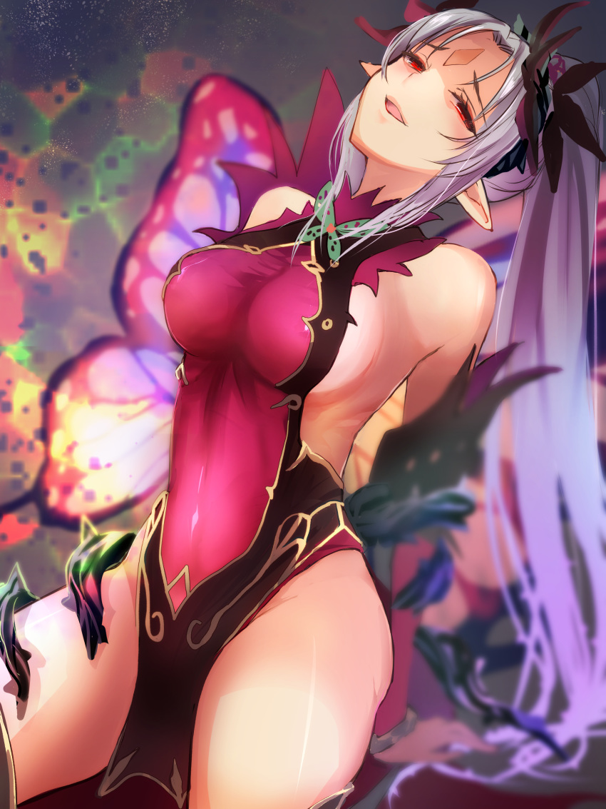 1girl, absurdres, breasts, dress, fairy_wings, fire_emblem, fire_emblem_heroes, grey_hair