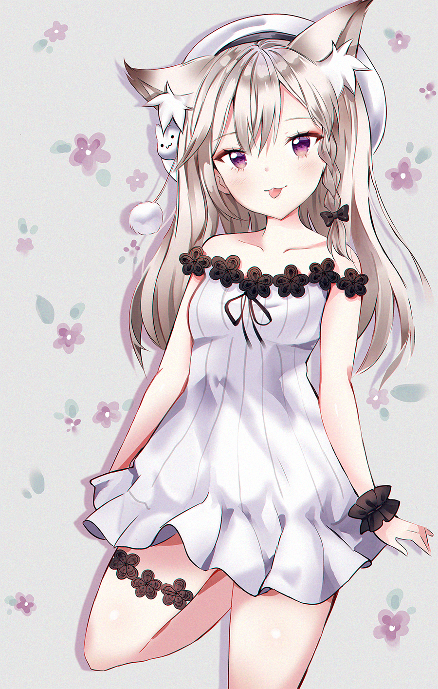 1girl, :3, :p, animal_ear_fluff, animal_ears, animare, anyuu, bangs