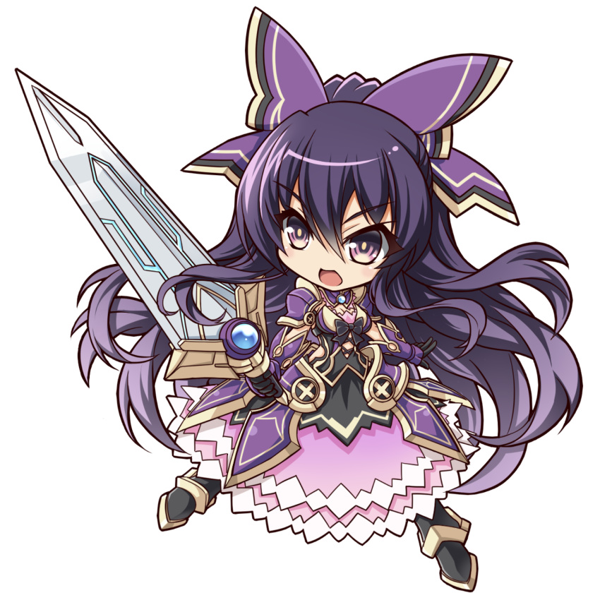 1girl, chibi, date_a_live, highres, holding, holding_sword, holding_weapon, kubotami