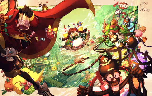 >_<, 2020, arms_up, bamboo, bamboo_forest, basket, beamed_eighth_notes, bird