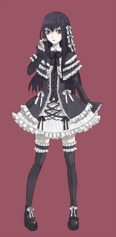 dress, elbow_gloves, gloves, gothic, gothic_lolita, ind, lolita_fashion, long_hair