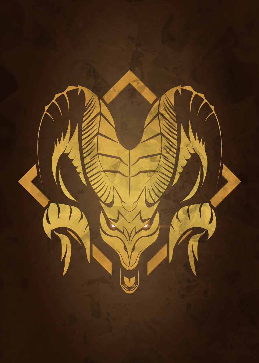 absurdres, ancient, dragon, eyes, gold, highres, kulve_taroth, logo