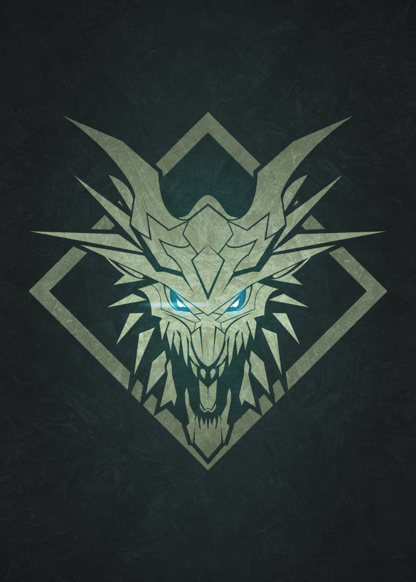 absurdres, ancient, blue_eyes, dragon, eyes, highres, kushala_daora, logo