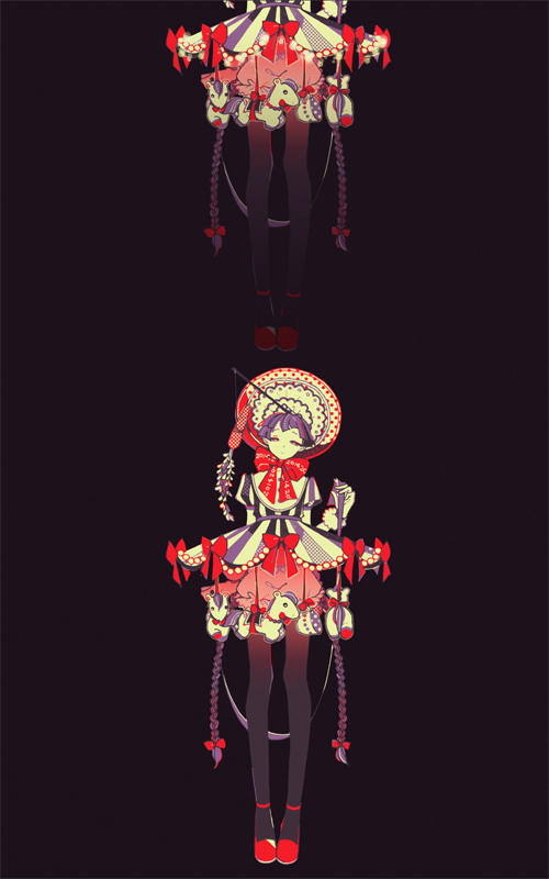 1girl, absurdly_long_hair, black_background, black_legwear, bloomers, bow, braid, carousel