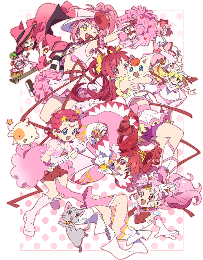 6+girls, amulet_heart, arm_up, bell, bell_collar, bishoujo_senshi_sailor_moon, bow, bubble_skirt