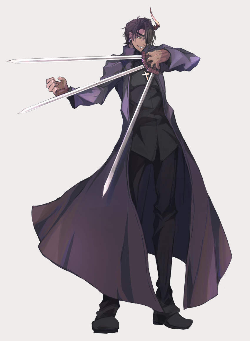 1boy, absurdres, aragami_ouga, black_hair, black_keys, coat, cosplay, cross