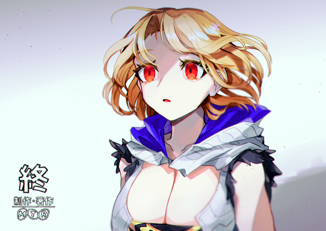 1girl, blonde_hair, breasts, dies_irae, dies_irae_pantheon, large_breasts, looking_at_viewer, neko_nadehoudai