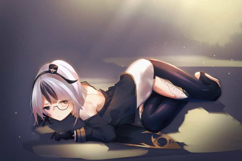 1girl, asymmetrical_hair, azur_lane, bangs, bare_shoulders, bearn_(azur_lane), black_background, black_coat