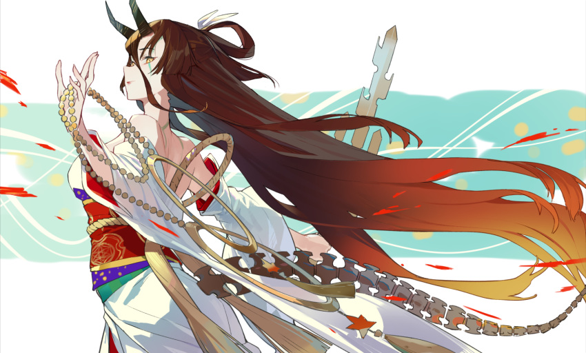 bare_shoulders, brown_hair, closed_mouth, eyebrows, eyelashes, fate/requiem, fate_(series), hair_between_eyes
