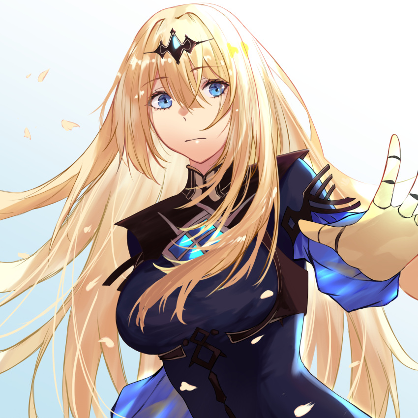 1girl, blonde_hair, blue_eyes, bow, breasts, gloves, hair_bow, highres