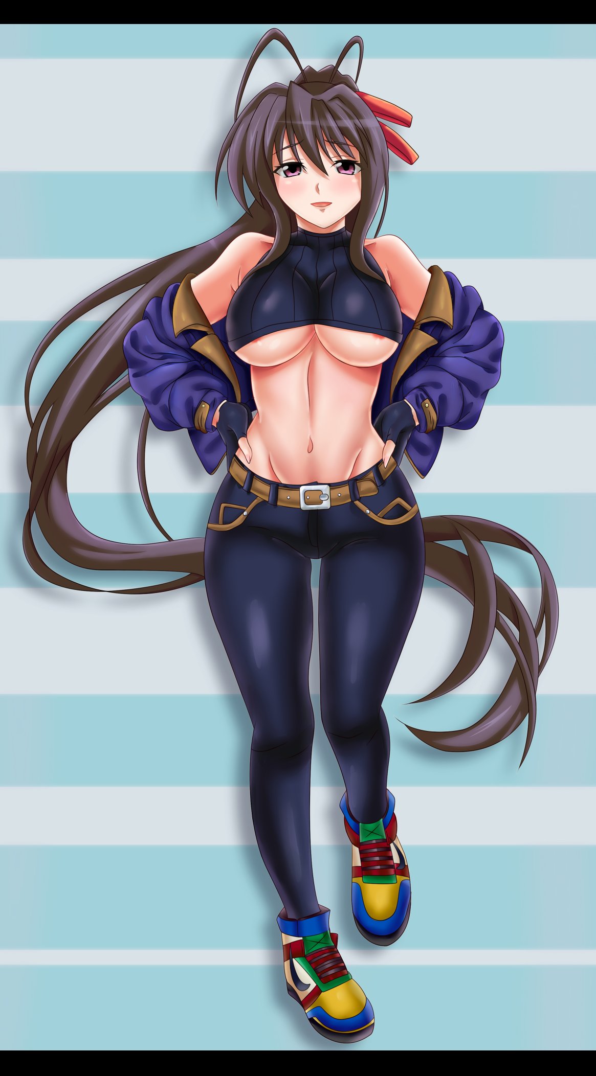 1girl, breasts, commission, high_school_dxd, highres, himejima_akeno, kozureokami20, open_clothes
