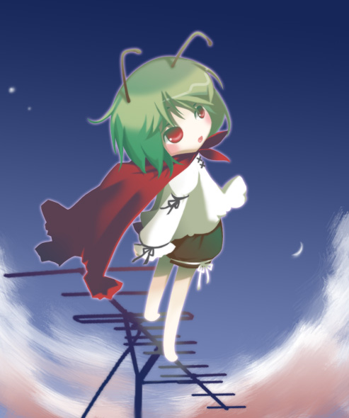antenna, barefoot, chibi, munyumunyu, touhou, wriggle_nightbug, yuge_sasatarou
